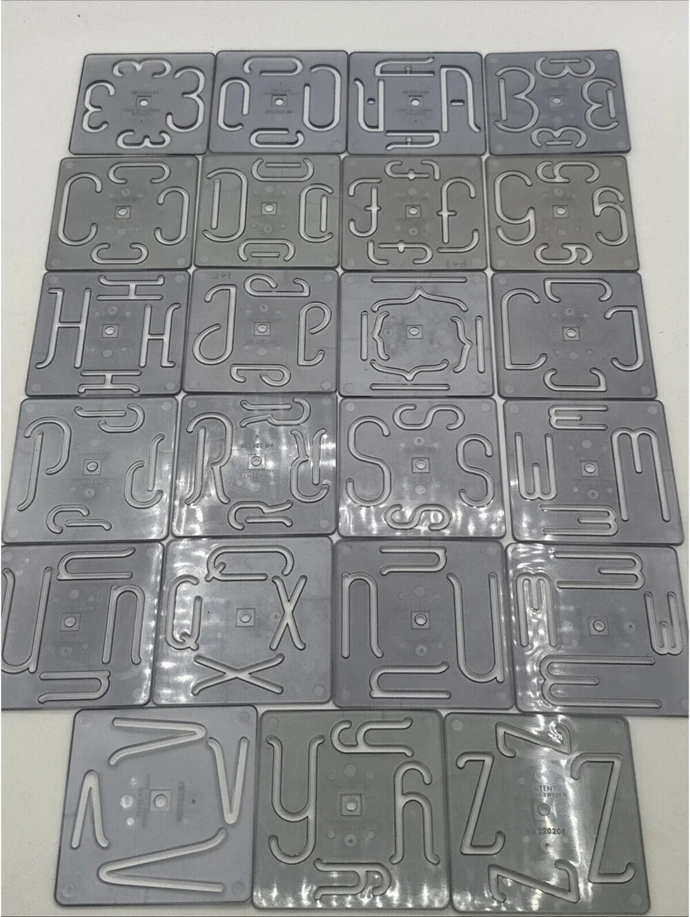 Vintage Lot 23 Elna Templates Letter Number Acrylic 3” Sewing Guides Designs